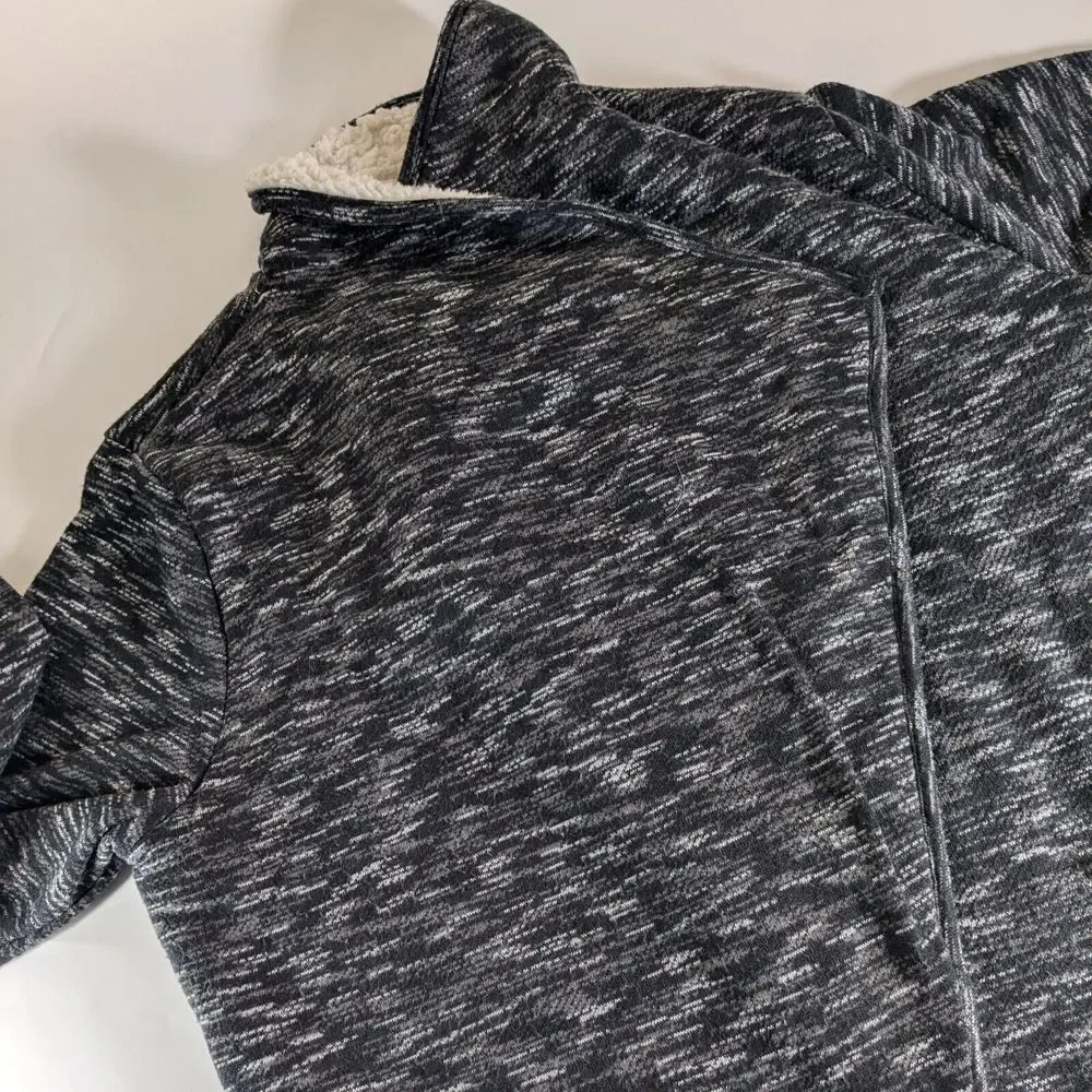 Green Tea Women's XXL Sherpa Lined Heather‎ Black / Dark Gray Cardigan Sweater
